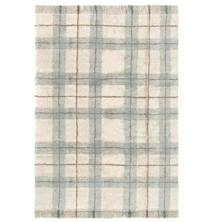 Lorena Canals rond ABC-tapijt wasbaar, antieke look, katoen, blauw, 150 x 150 x 30 cm