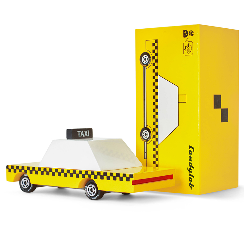 Yellow Taxi (F102) 8,9X4,1X2,5Cm, Wooden Diecast, In Giftbox,