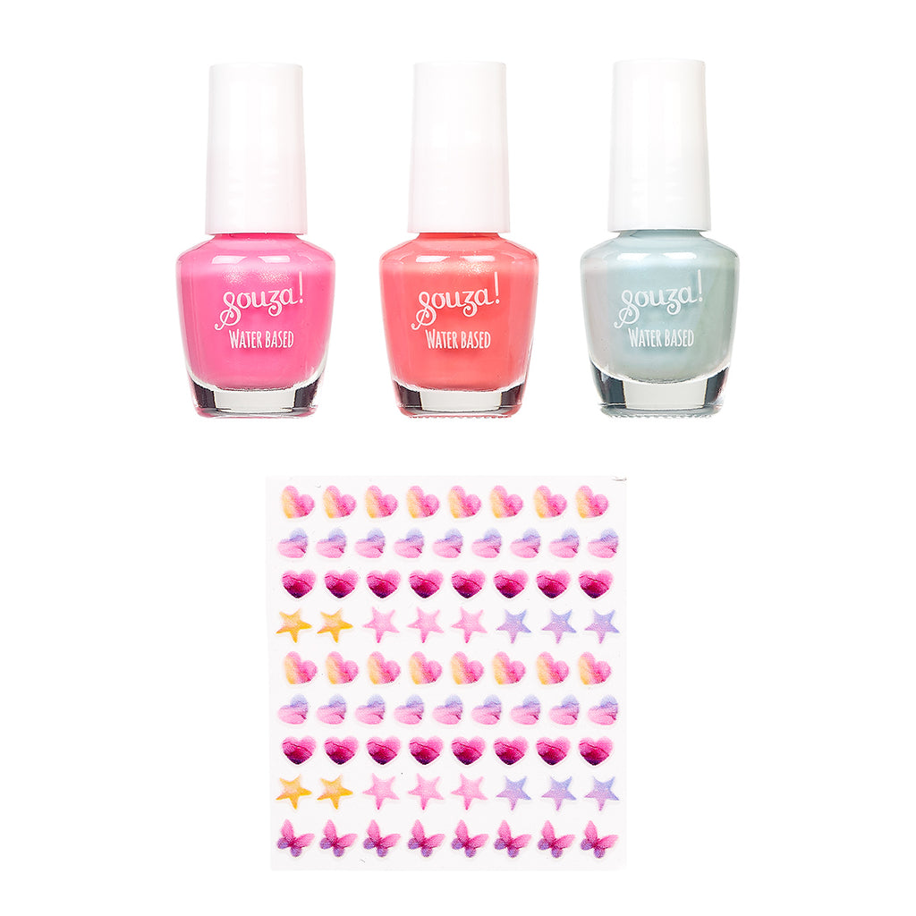 Beauty set Unicorn - Nagellak & nagelstickers, roze, blauw