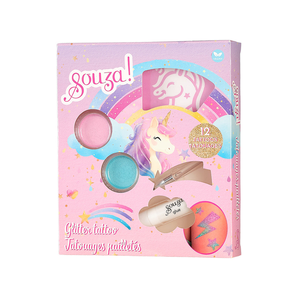 Beauty set Unicorn - Glitter tattoos, blauw, roze