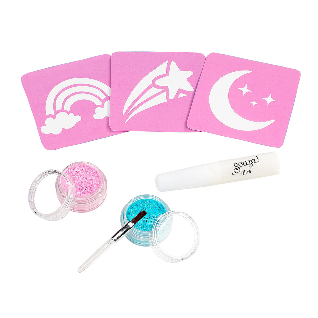 Beauty set Unicorn - Glitter tattoos, blauw, roze
