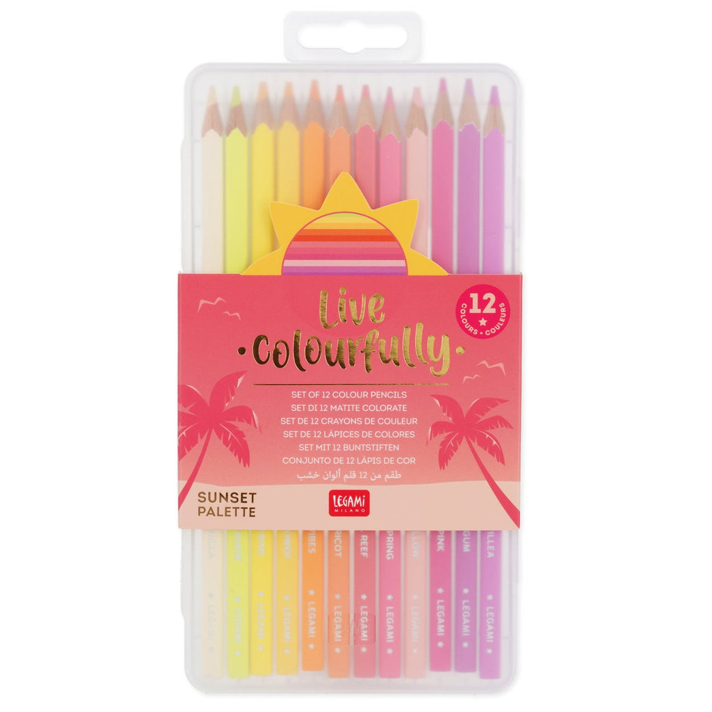 12 Kleurpotloden Live Colourfully - Sunset Palette - Kleuren en tekenen Legami - In den Olifant