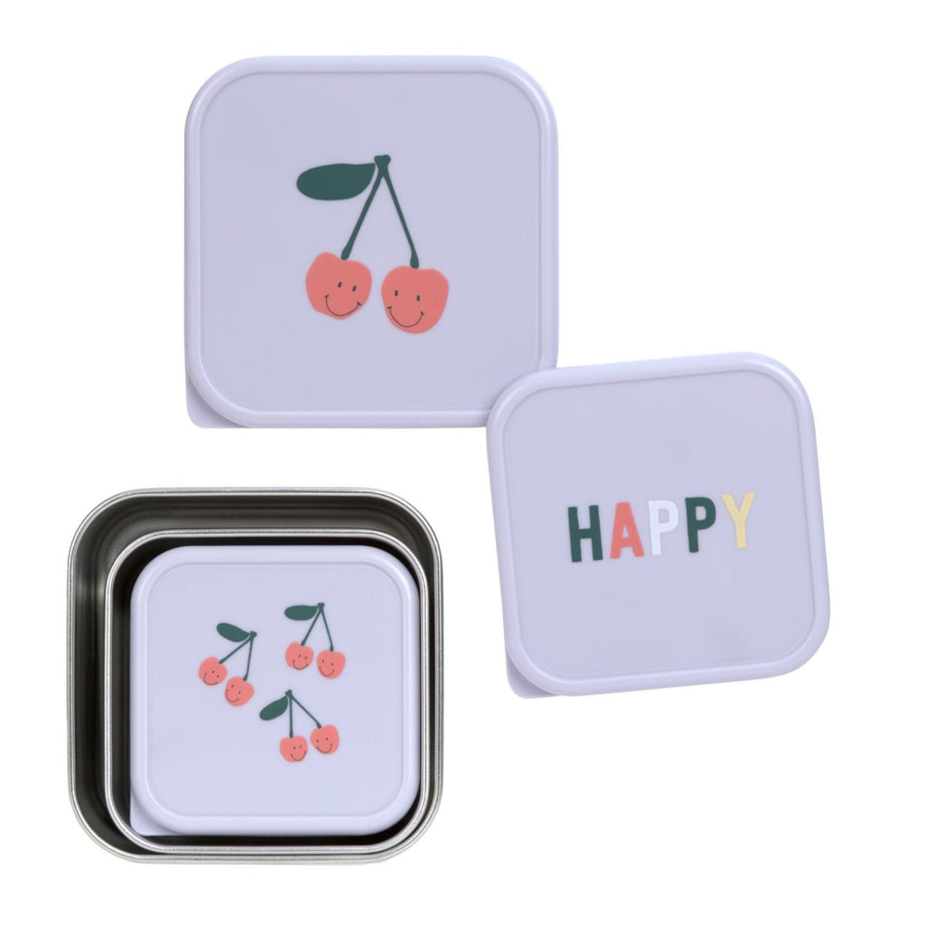 Stalen Snackdozen Happy Fruits Cherry - set van 3