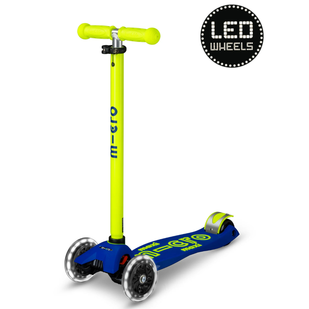 Maxi Micro scooter Deluxe LED blue yellow neon