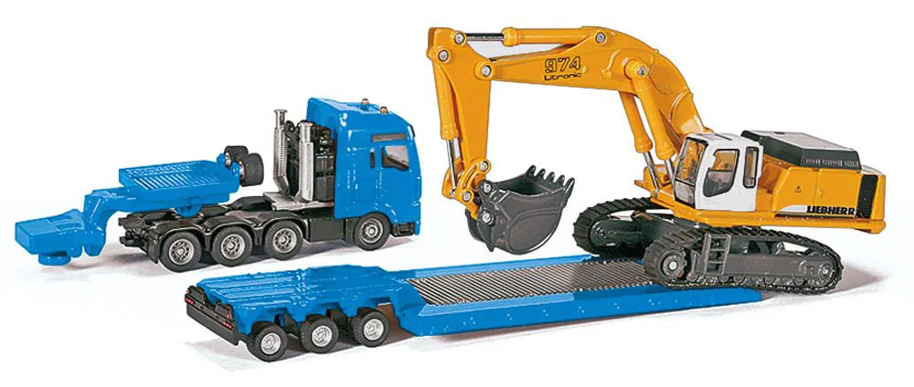 Dieplader met graafmachine 1:87