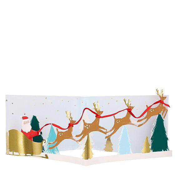 Santa'S Sleigh 3D Scene Christmas Card