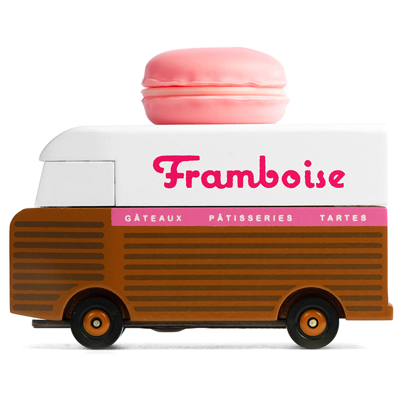 Macaron Van Pink (H189) 8,4X4,1X6,5Cm, Wooden Diecast, In