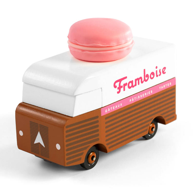 Macaron Van Pink (H189) 8,4X4,1X6,5Cm, Wooden Diecast, In