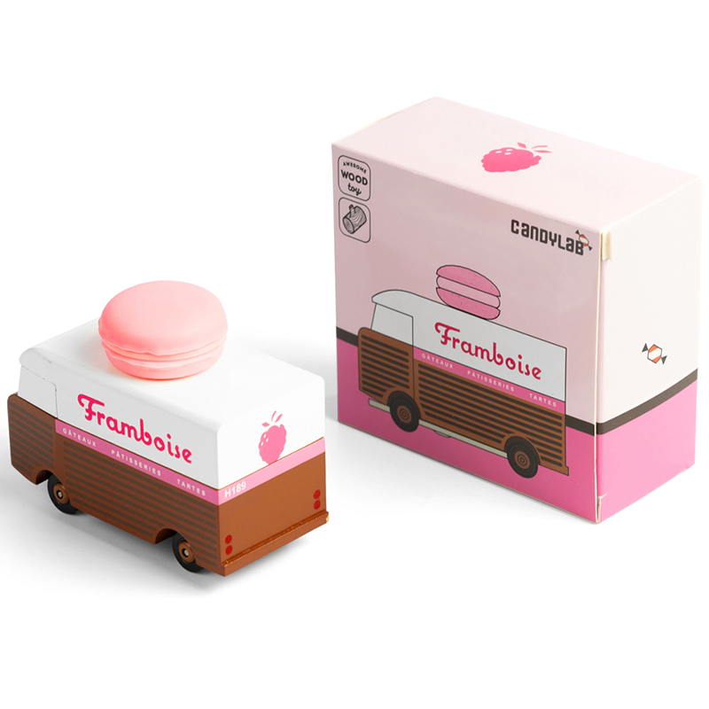 Macaron Van Pink (H189) 8,4X4,1X6,5Cm, Wooden Diecast, In