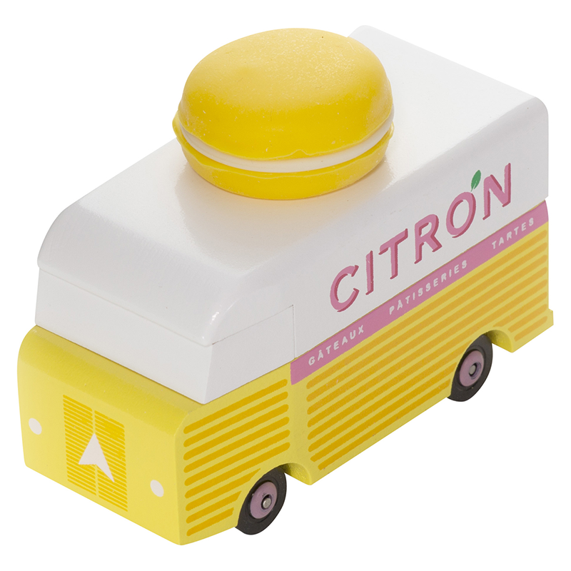 Macaron Van Yellow (H211) 8,4X4,1X6,5Cm, Wooden Diecast, In