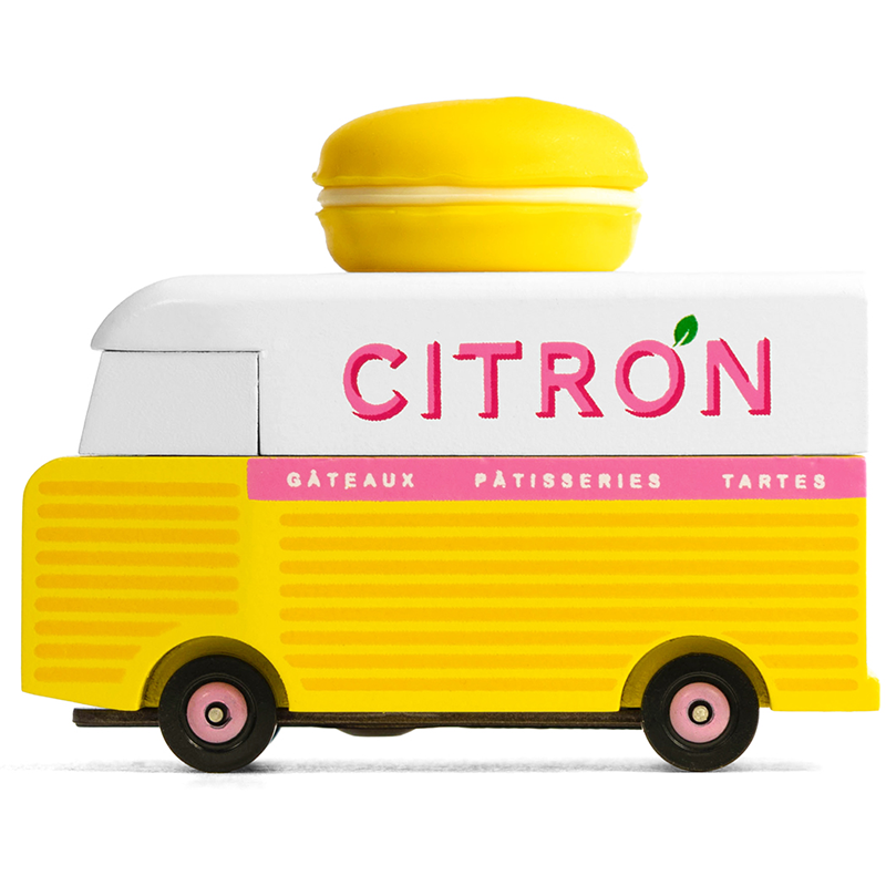 Macaron Van Yellow (H211) 8,4X4,1X6,5Cm, Wooden Diecast, In