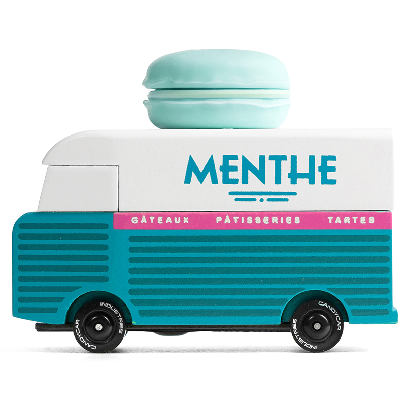 Macaron Van Blue (H317) 8,4X4,1X6,5Cm, Wooden Diecast, In