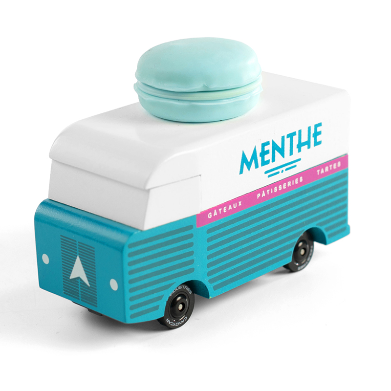 Macaron Van Blue (H317) 8,4X4,1X6,5Cm, Wooden Diecast, In