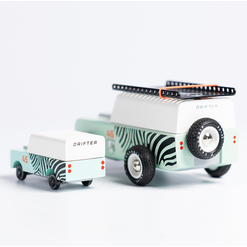 Mini Zebra Drifter (D317) 8,9X3,8X3Cm, Wooden Diecast, In