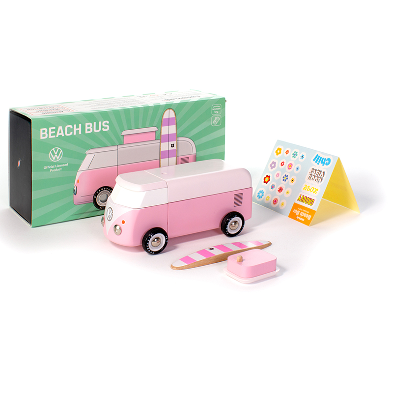 Vw Beach Bus - Pink (Bva367) 16,5X9,4X8,4Cm, Magnetisch, In