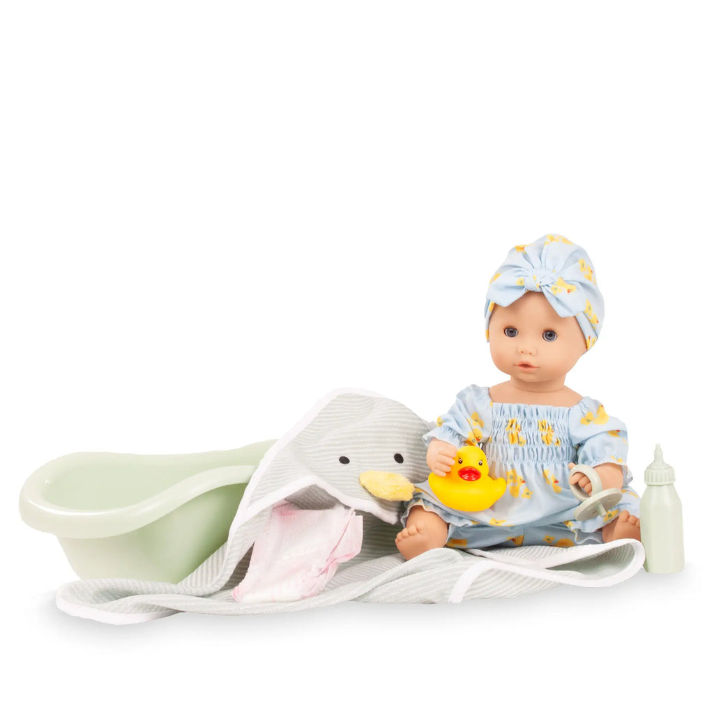 Poupée bébé Sleepy Aquini Little Duck avec accessoires 33 cm (Contenu : 9 pièces)