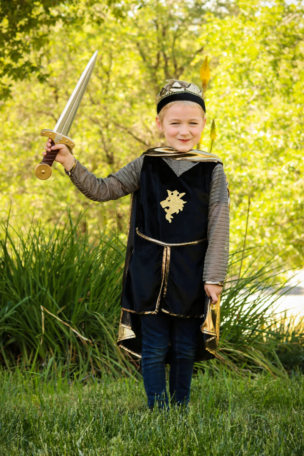 Verkleedkostuum Ridder Gold Knight Cape Tunic with Crown