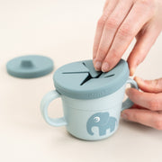 3 - in - 1 beker Foodie Spout Snack Cup - Elphee Blue - Aan tafel Done by Deer - In den Olifant