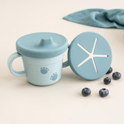 3 - in - 1 beker Foodie Spout Snack Cup - Elphee Blue - Aan tafel Done by Deer - In den Olifant