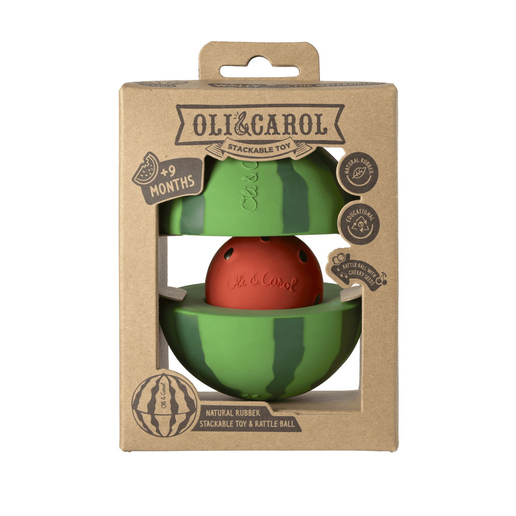 3 in 1 stapelspeeltje - Stack & Bounce Watermelon - Sorteer - en stapelspeelgoed Oli&Carol - In den Olifant