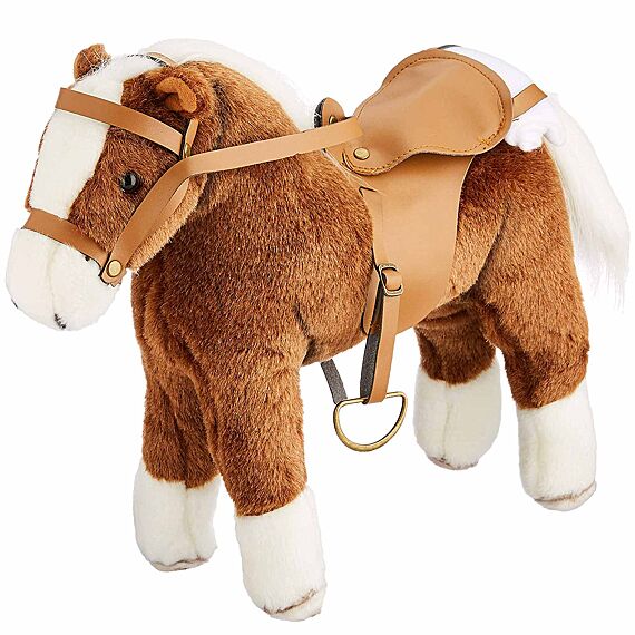 Boutique, paard met zadel en teugel, "Springturniersieger", bruin, 27 cm