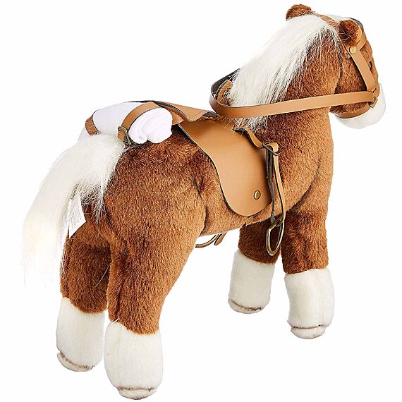 Boutique, paard met zadel en teugel, "Springturniersieger", bruin, 27 cm