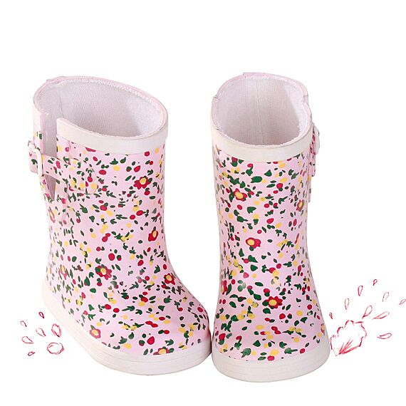 Shoes & Co, Rubberen Laarzen "Mille Fleurs", Babypoppen 42-46 Cm / Staanpoppen 45-50 Cm