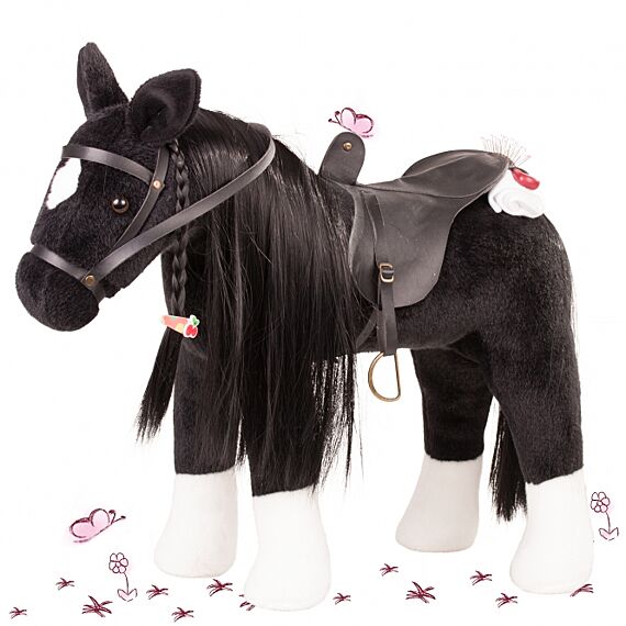 Boutique, wedstrijdpaard met zadel en teugel, "Rappe Max", zwart, 37 cm