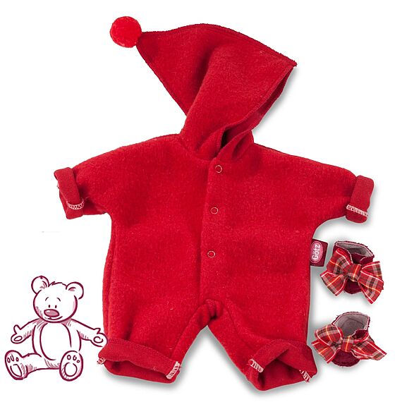 Boutique, Romper "Zipfelmütze, Rood", Babypoppen 30-33 Cm (Inhoud: 3-Delig)