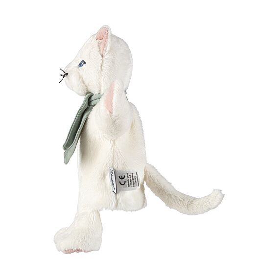 Handpop En Knuffeltje Witte Kat | 24 Cm