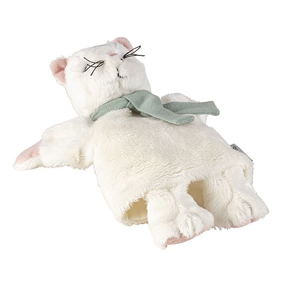 Handpop En Knuffeltje Witte Kat | 24 Cm