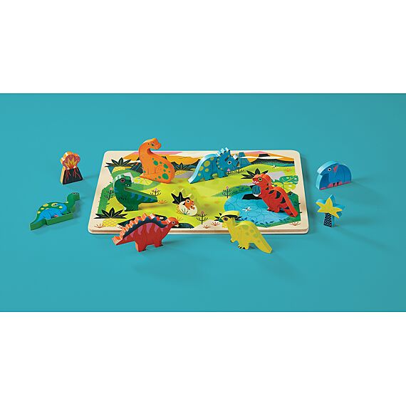 16 St. Houten Speel Puzzel - Dinosaurus