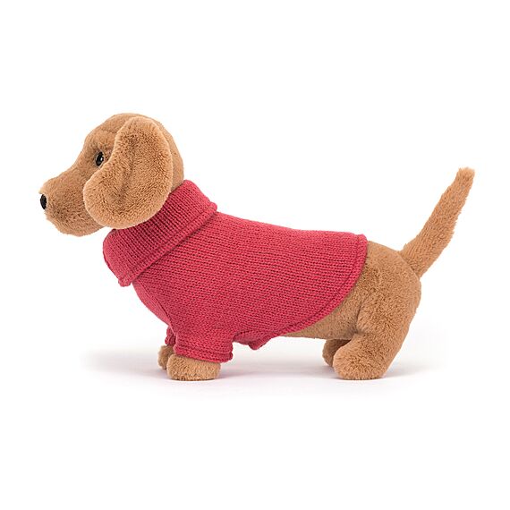 Knuffel Hond Sweater Sausage Dog Pink | 14 Cm