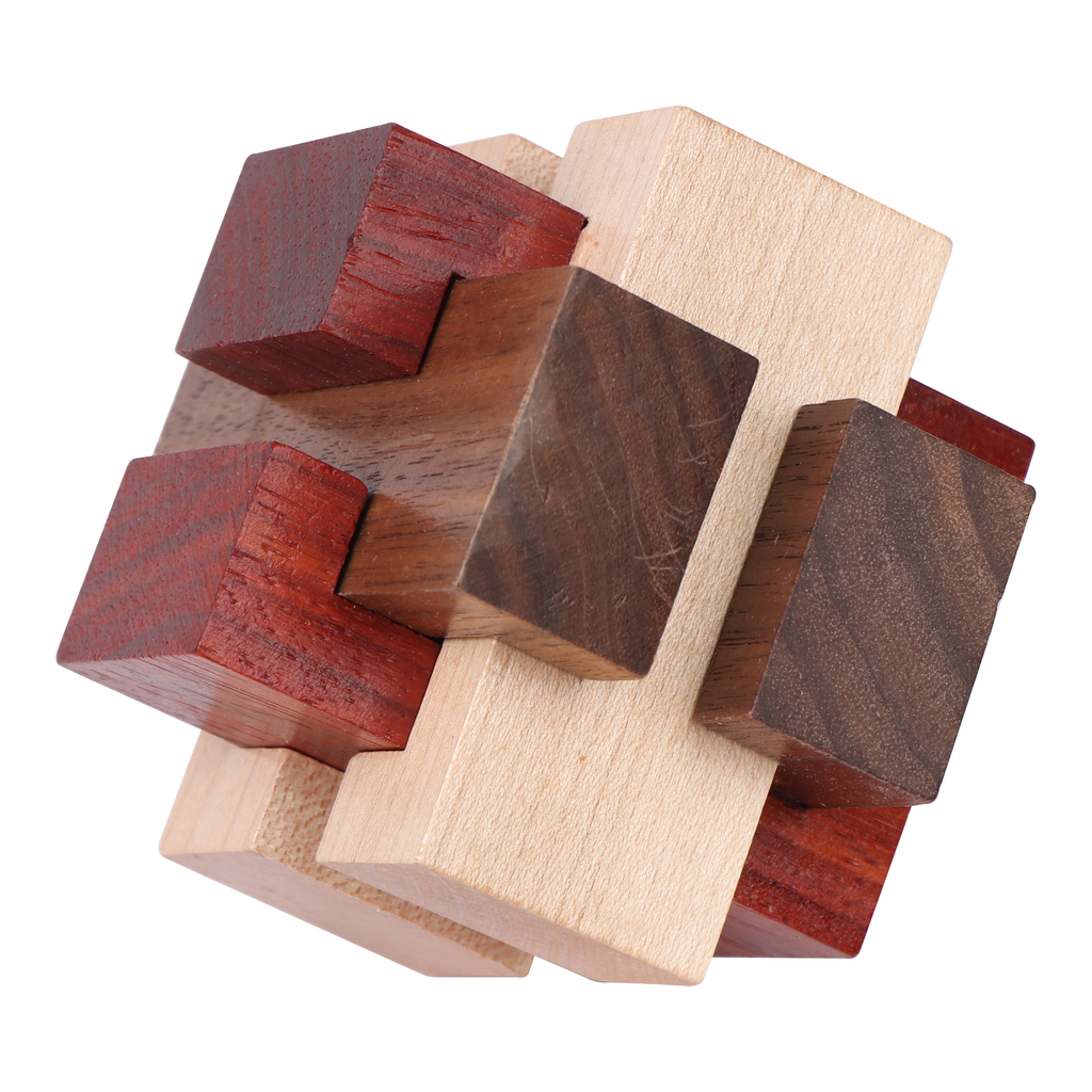 Houten breinbreker 3D VIP Gold Triangular Kongming Lock