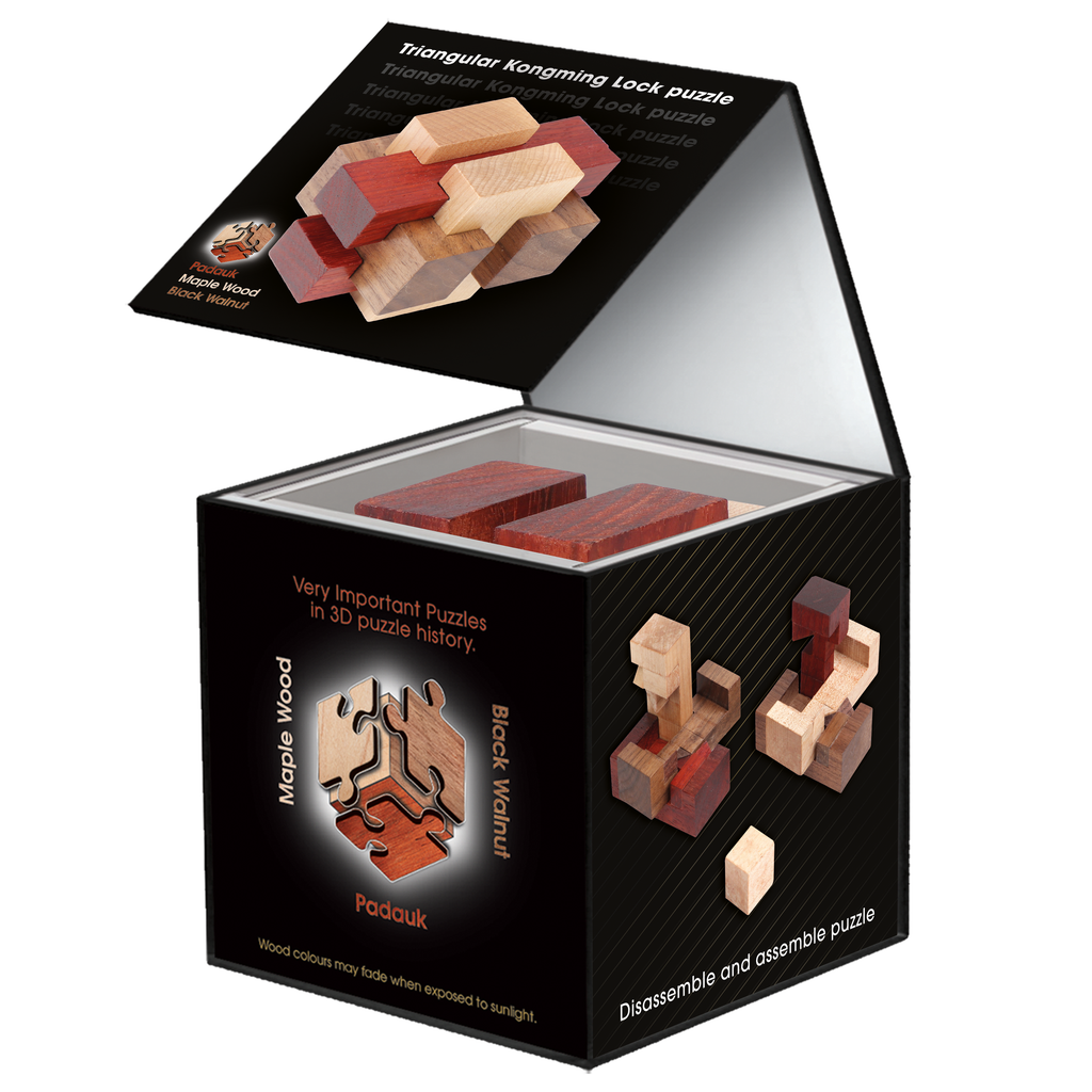 Houten breinbreker 3D VIP Gold Triangular Kongming Lock