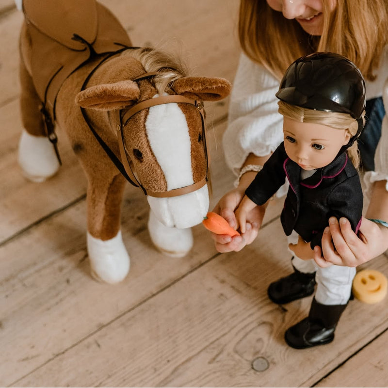 Bruin paard met zadel en teugel Boutique Springpaard - 27 cm
