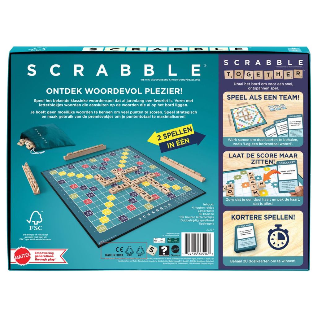 Scrabble met houten letters - 2 spellen in 1