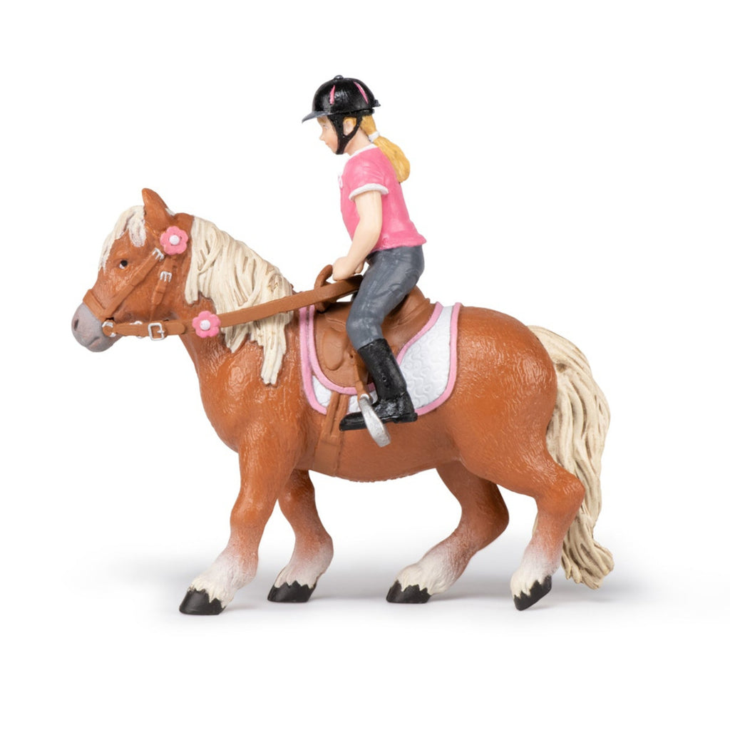 Shetland pony met zadel