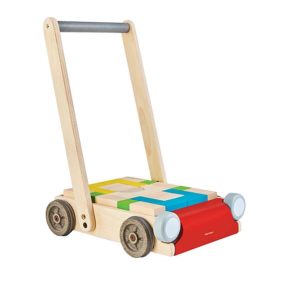 Houten Duwwagen Met Blokken - Baby Walker