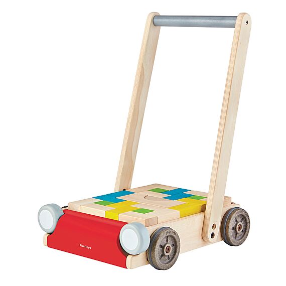 Houten Duwwagen Met Blokken - Baby Walker