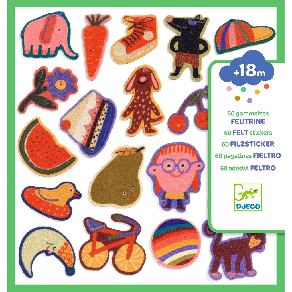 60 vilten stickers - The Silly Ones - Stickers en stickersets Djeco - In den Olifant
