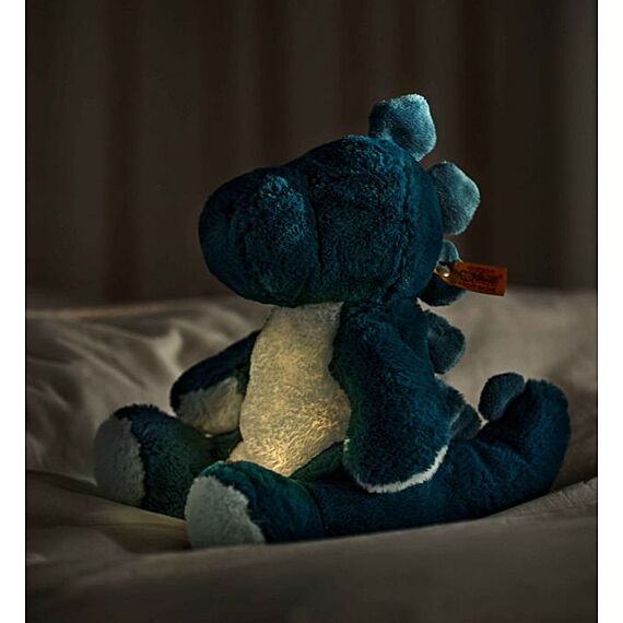 Knuffel Dino Met Lampje - Light At Night Spott Stegosaurus Light Blue - 28 Cm