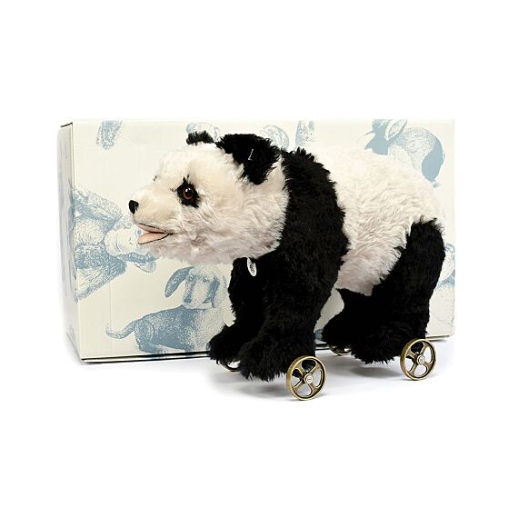 Mohair Panda Op Wielen 1938 Steiff + Certificaat