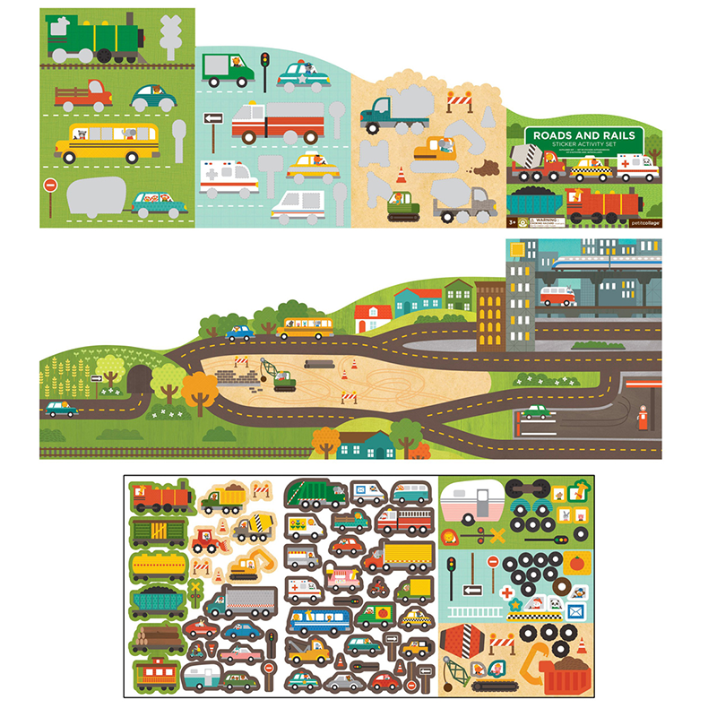 Stickerset met 100+ herbruikbare stickers - Roads and Rails