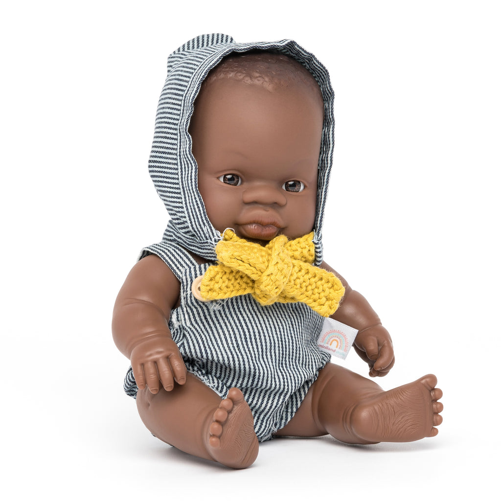 Babypop Afrikaanse Jongen Aangekleed Met Vanillegeur - 21 cm