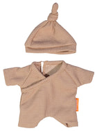Bruine poppen pyjama met muts - voor popjes van 21 cm