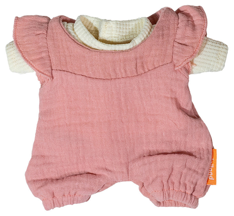 Poppen romper en t-shirt roze en ecru - voor popjes van 21 cm