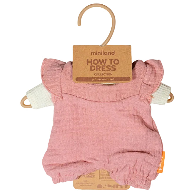 Poppen romper en t-shirt roze en ecru - voor popjes van 21 cm