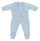 Poppenkledij Pyjama Gebreid Blauw - 38 cm