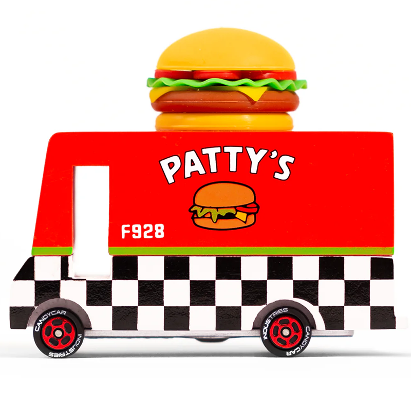 Pattys Hamburger Van (F928) 8,4X4,1X6,5Cm, Wooden Diecast, In